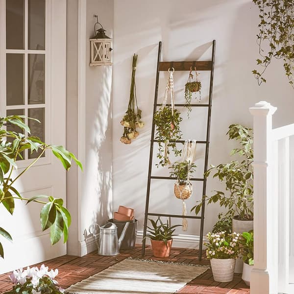 Håndklædestativ - Ladderstativ - 5 niveauer - 44 x 160 cm - Metalramme - Brun/sort