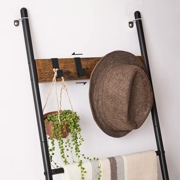 Håndklædestativ - Ladderstativ - 5 niveauer - 44 x 160 cm - Metalramme - Brun/sort
