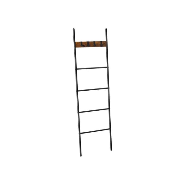 Pyyheteline - tikkaatteline - 5 tasoa - 44 x 160 cm - metallirunko - ruskea/musta