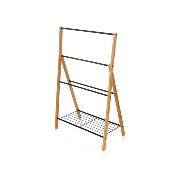 Fritstående håndklædestativ Kipit B7816 Sort Metal Bambus 60 x 90 x 37 cm 4 enheder
