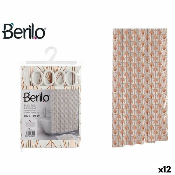 Brusebadsforhæng Berilo Art Nouveau Hvid Bronze Plastik 180 x 180 x 0,008 cm (12 enheder)