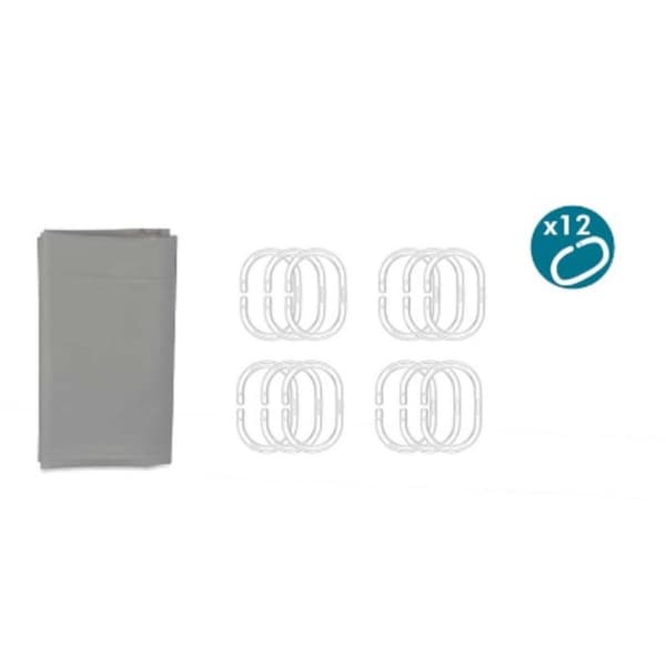 Brusebadsforhæng Berilo SC-MIX-01-GREY Grå Polyetylen EVA 180 x 180 cm (12 enheder)