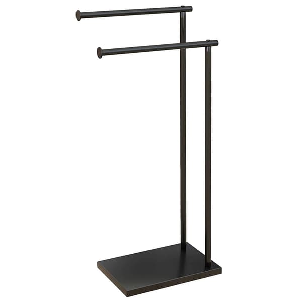 Rootz Steel Håndklædeskinne - Dobbeltstænger - Rumbesparelse - Stabilitet med vægtet base - 35,5L X 20W X 78H CM - Sort