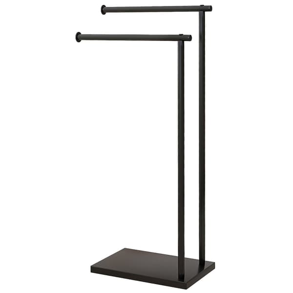 Rootz Steel Håndklædeskinne - Dobbeltstænger - Rumbesparelse - Stabilitet med vægtet base - 35,5L X 20W X 78H CM - Sort