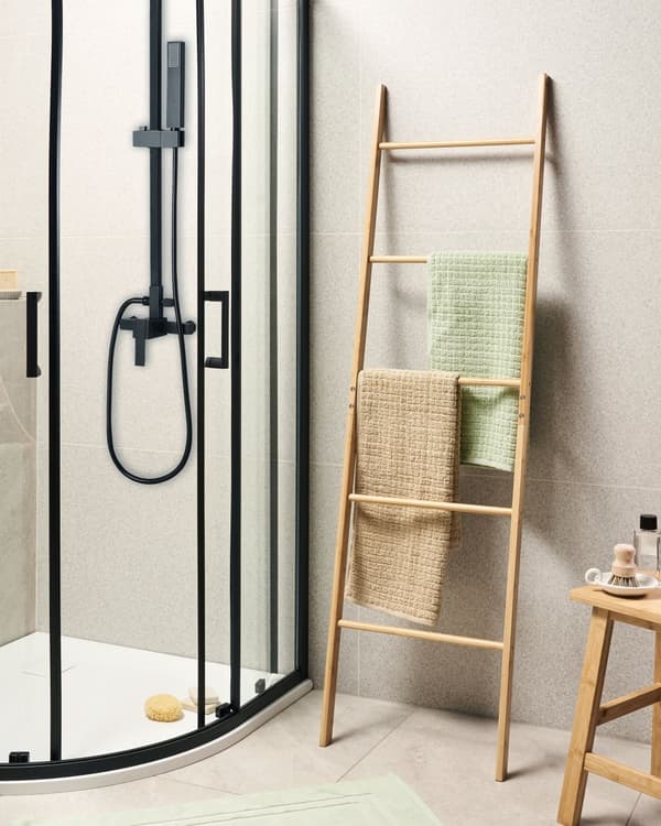 Håndklestativ Lyst tre Bambus 44 x 160 cm Stige 5 stenger Bohemsk stil Håndkleholder Baderom