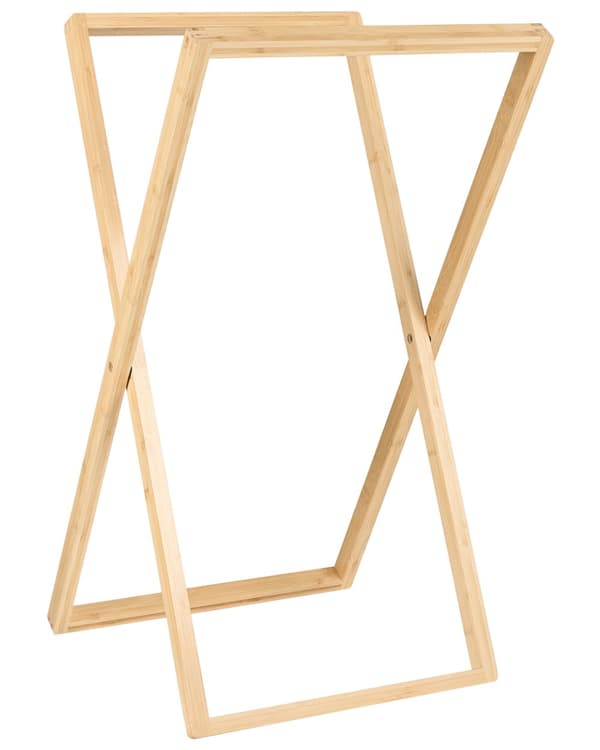 Håndklestativ Lyst tre Bambus 45 x 80 cm Frittstående Sammenleggbart 2 stenger Håndkleholder Baderom