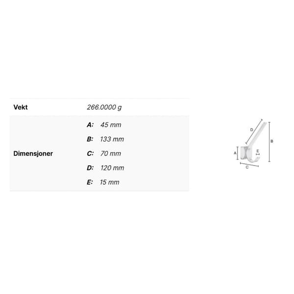 Smedbo ICE OK358 Krok for badekåpe