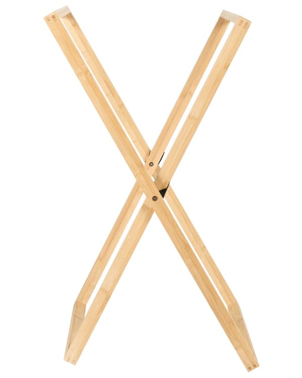 Håndklædestang Lyst træ Bambus 45 x 80 cm Fritstående Foldbar 2 stænger Håndklædeholder Badeværelse