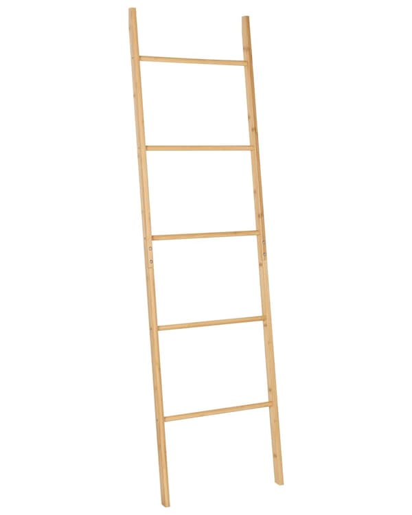 Håndklædeophæng Lyst træ Bambus 44 x 160 cm Stige 5 stænger Badeværelseshåndklædeholder i boheme-stil