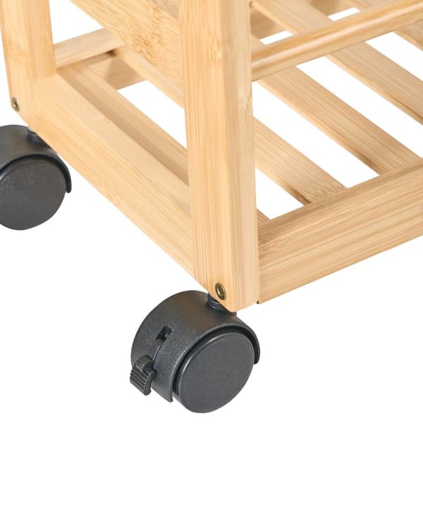 Badeværelsesvogn i lysebrunt bambustræ Lyse tre 3-delte hylder Moderne design