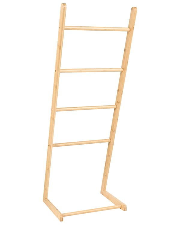 Håndklædestang lys bambus 40 x 114 x 33 cm 4 spoler stige minimalistisk stil