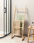 Miniatyrbillede 2 af 7: Håndklædestang lys bambus 40 x 114 x 33 cm 4 spoler stige minimalistisk stil
