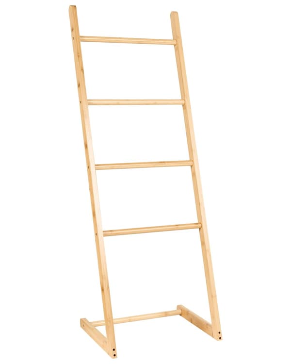Håndklædestang lys bambus 40 x 114 x 33 cm 4 spoler stige minimalistisk stil