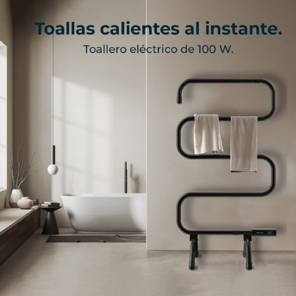 Elvärmare för handdukar - ReadyWarm - 5000 Handduk - Svart - 100 W - Låg förbrukning