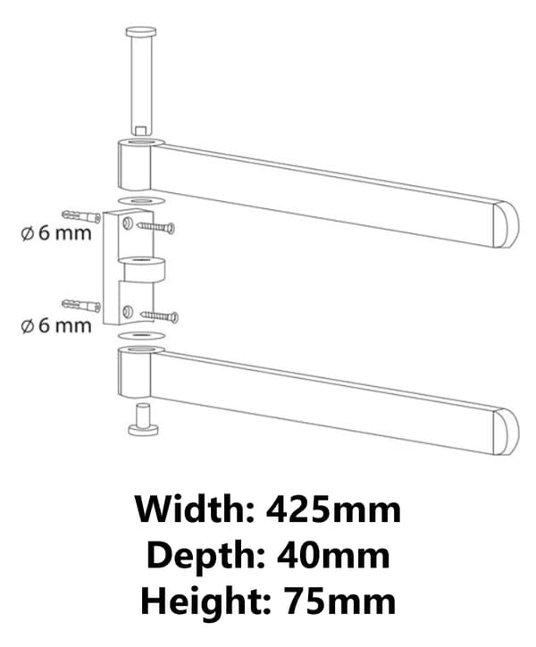 Futura 425 mm drejelig dobbeltarmet bøjle, sort