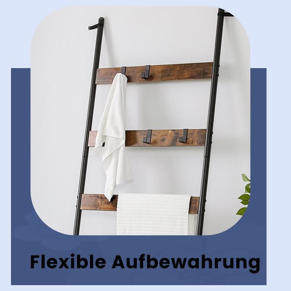 Schuine ladderplank, handdoekhouder, 5 niveaus