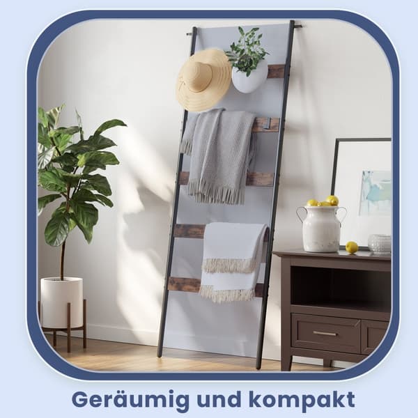 Schuine ladderplank, handdoekhouder, 5 niveaus