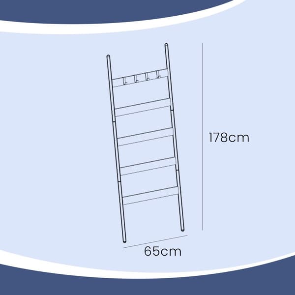 Schuine ladderplank, handdoekhouder, 5 niveaus