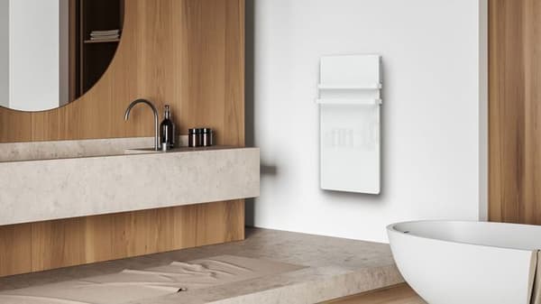 CARRERA Torktumlare S 1000 watt Elektrisk handduksradiator - Vit glasfront - 2 barer