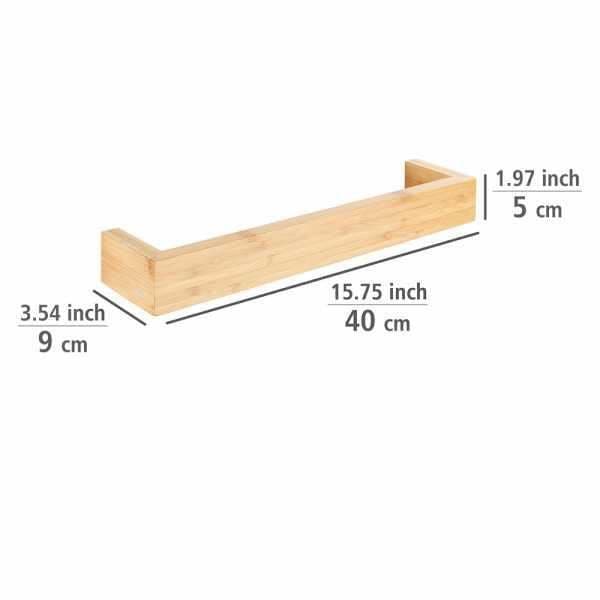 WENKO Vägghängd handdukshängare Bambusa, badrumshanddukshängare i bambu, 40x9x5 cm, brun