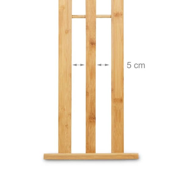 Relaxdays Handduksställ, 3 stångar, bambu, frittstående stöd, badrumsaccessoarer, sängstolpe, natur