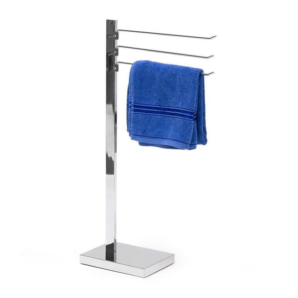 Relaxdays Fristående handduksställ Kromstål 3 handdukstorkar HxBxD 78 x 18 x 25 cm 3 Armar, Silver