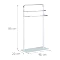 Miniatyrbild 4 av 6: Relaxdays 3-bars handduksställ, krommetall, modern design handduksställ, HxBxD 80x45x20 cm, Vit/silver