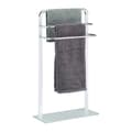 Miniatyrbild 1 av 6: Relaxdays 3-bars handduksställ, krommetall, modern design handduksställ, HxBxD 80x45x20 cm, Vit/silver
