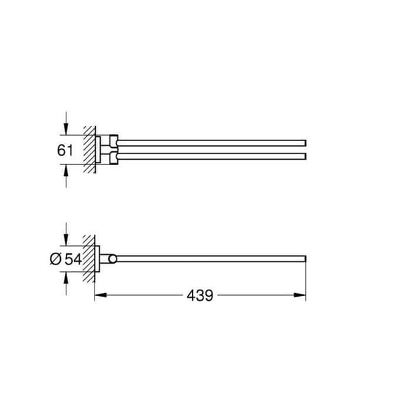 Grohe Essentials handduksställ i metall med 2 svängarmar, hård grafit (40371A01)