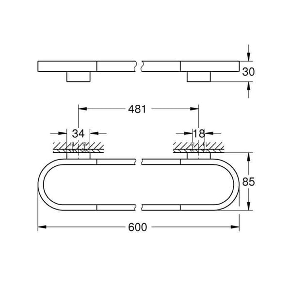 Grohe Selection handduksstång i metall med dolda fästen, krom (41056000)