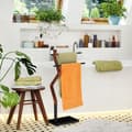Miniatyrbild 2 av 6: Relaxdays Fristående handduksställ, kökshandduksställ, 2 barer, för disktrasor, trä &amp; metall, svart/brun