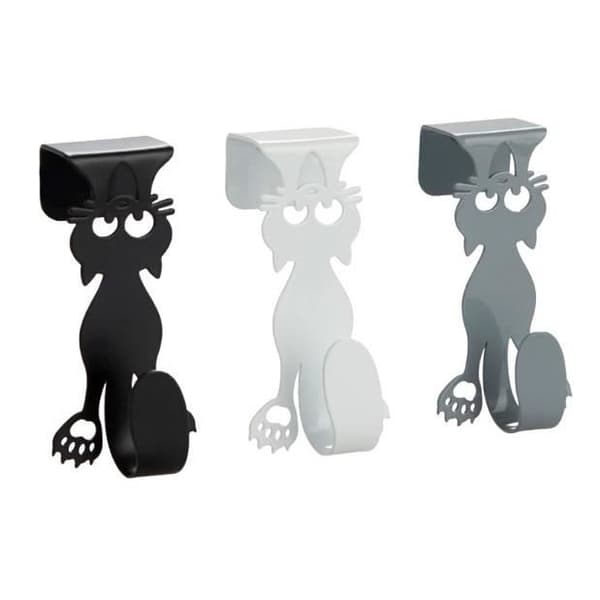 Balvi handdukskrokar katt 9 x 4 metall svart/vit/grå 3-delat