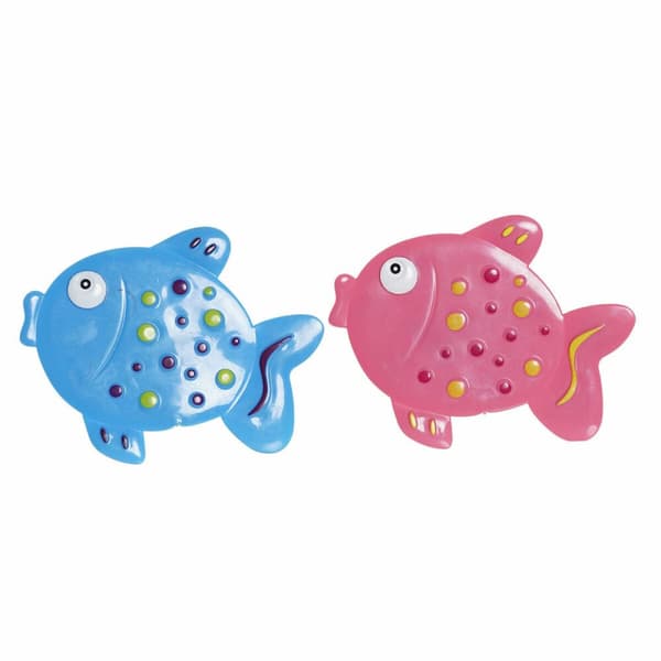 Badrumsmatta DKD Home Decor 13 x 1 x 10,5 cm Blå Rosa Barn PVC Fisk (2 antal)