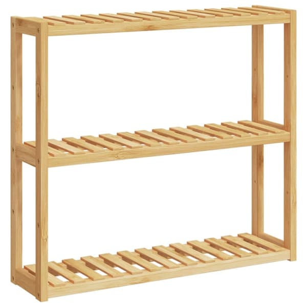 Badrumshylla 3-hyllor väggmonterad 60x15x54 cm bambu