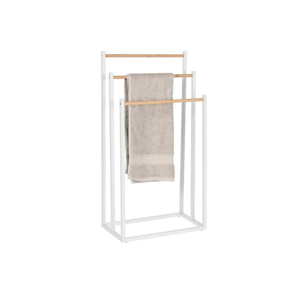 Vapaasti seisova kuivausteline Home ESPRIT Valkoinen Luonnollinen Metalli Bambu 45 x 22 x 85 cm