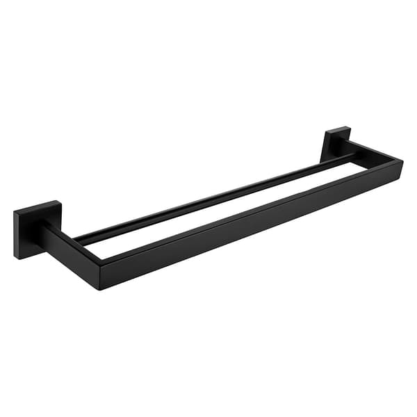 Mat Sort Håndklædestang Sæt, Holdbart Rustfrit Stål, Moderne Design,Dobbelt håndklædestang