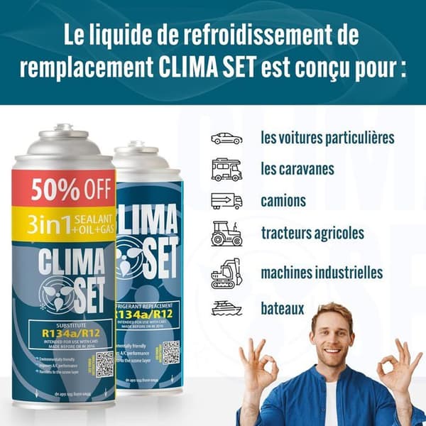 CLIMASET Klimaanläggnings påfyllningskit 2x R134a XL 626g