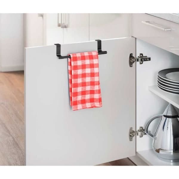 Handduksstång - Wenko - Teleskopiskt rostfritt stål - Svart - L 22-35 cm - Modern design