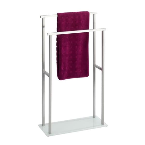 Handdukshängare - WENKO - Debar - 2 stänger - Rostfritt stål - Glas - Vit - 20x83x46 cm