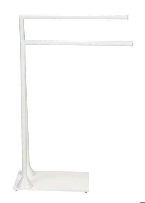 WENKO Handduksställ HELLA | Ställ för Handdukar Badrum 2 Stänger | Rensamt Design | Matt Vit | 43,5x78,5x20 cm