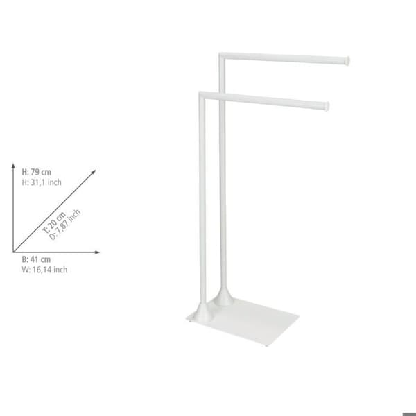 WENKO Handduksställ HELLA | Ställ för Handdukar Badrum 2 Stänger | Rensamt Design | Matt Vit | 43,5x78,5x20 cm