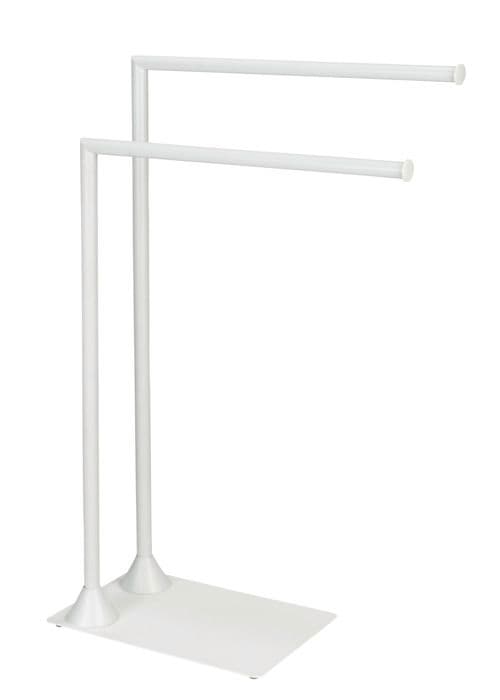 WENKO Handduksställ HELLA | Ställ för Handdukar Badrum 2 Stänger | Rensamt Design | Matt Vit | 43,5x78,5x20 cm