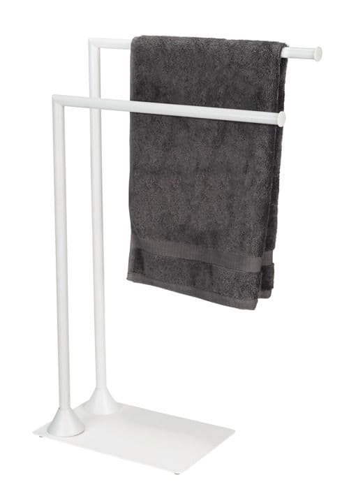 WENKO Handduksställ HELLA | Ställ för Handdukar Badrum 2 Stänger | Rensamt Design | Matt Vit | 43,5x78,5x20 cm