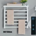Miniatyrbillede 2 af 2: Elektrisk opvarmet håndklædetørrer, vandtæt IPX4, kulfiberopvarmning, intelligent berøringskontrol,Højre, 220V, Hvid-B