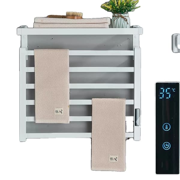 Elektrisk opvarmet håndklædetørrer, vandtæt IPX4, kulfiberopvarmning, intelligent berøringskontrol,Højre, 220V, Hvid-B