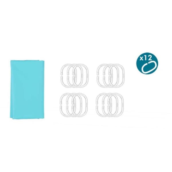 Duschdraperi Berilo SC-MIX-01-BLUE Blå Polyetylen EVA 180 x 180 cm (12 antal)