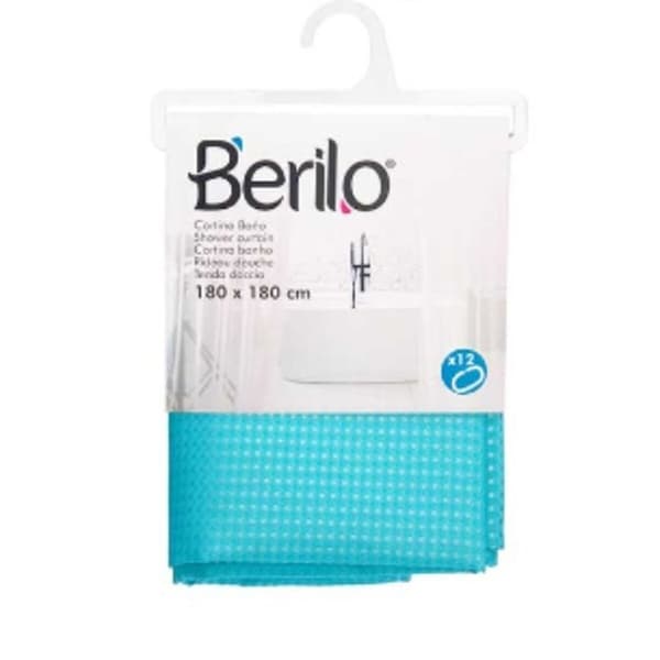 Brusebadsforhæng Berilo SC-POLY-UD1-BLUE Blå Polyester 180 x 180 cm Points (12 enheder)