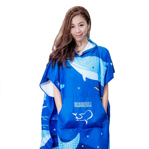 Oceanarium Whale Shark Cloak Changing Robe Blå