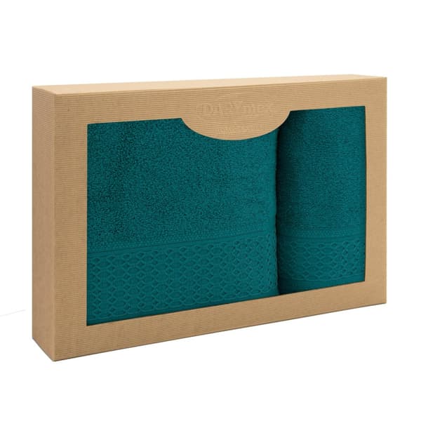 Handduk D Bomull 100% Solano Mörk Turkos (P) 50x90+70x140 set.