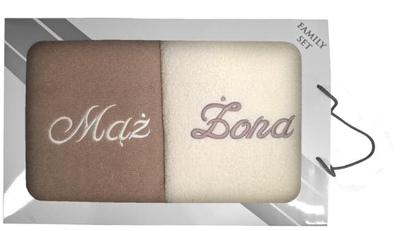 Sæt håndklæder i æske 2 stk 70x140 Mand og Kone Beige Creme